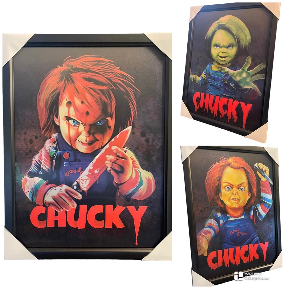 📦 New Chucky Horror Framed 3D Lenticular Poster / Picture